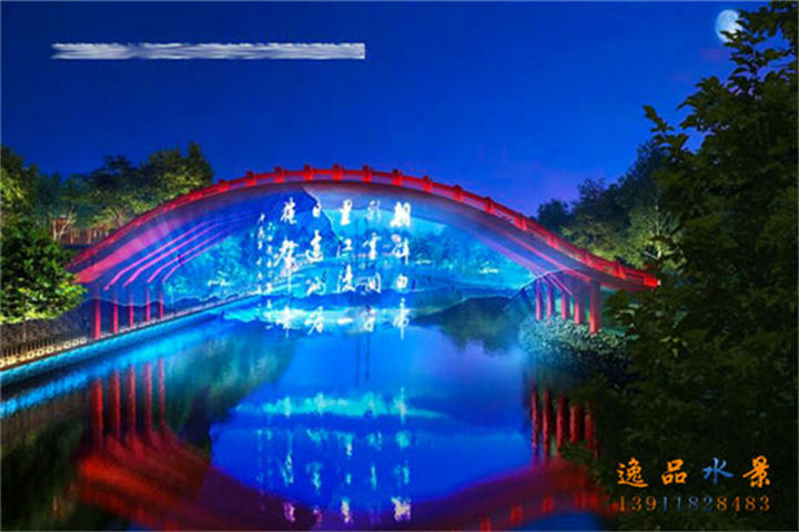 桥体水幕流水景观设计效果图